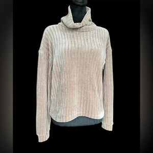 Philosophy Blush Chenille Ribbed Turtleneck Cropped Sweater Size XS